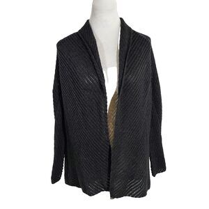 Eileen Fisher Open Knit Cardigan Sweater Size Small Long Sleeve Merino Wool FLAW